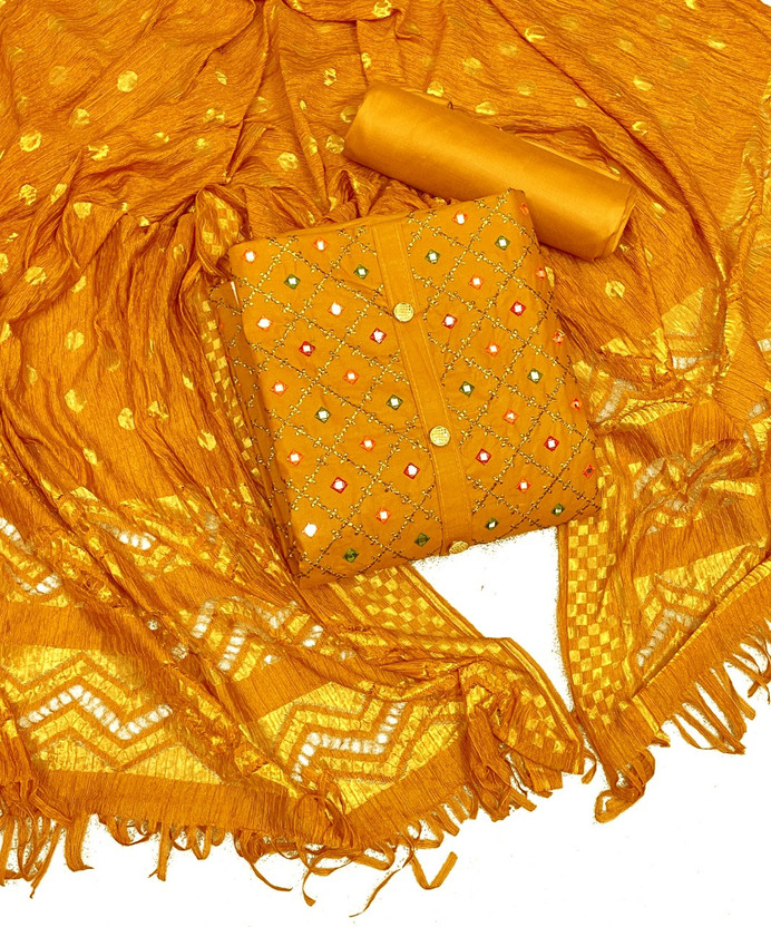 vallavi fashion Cotton Blend Embroidered Salwar Suit Material