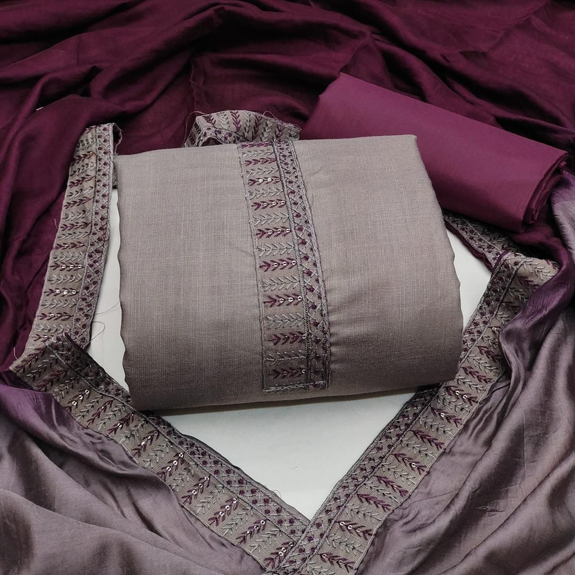 SANGANEE FASHION Cotton Blend Embroidered Kurta & Churidar Material