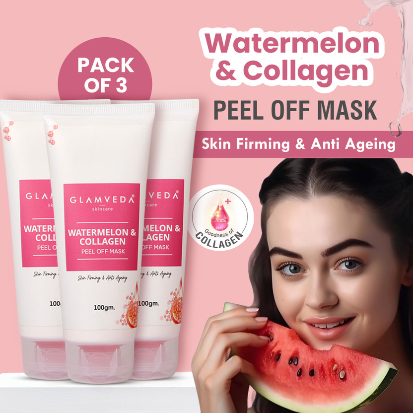 GLAMVEDA GLAMVEDA Watermelon & Collagen Skin Firming & Anti Ageing Peel off Mask ( Pack Of 3)(300 g) - Flipkart Deal