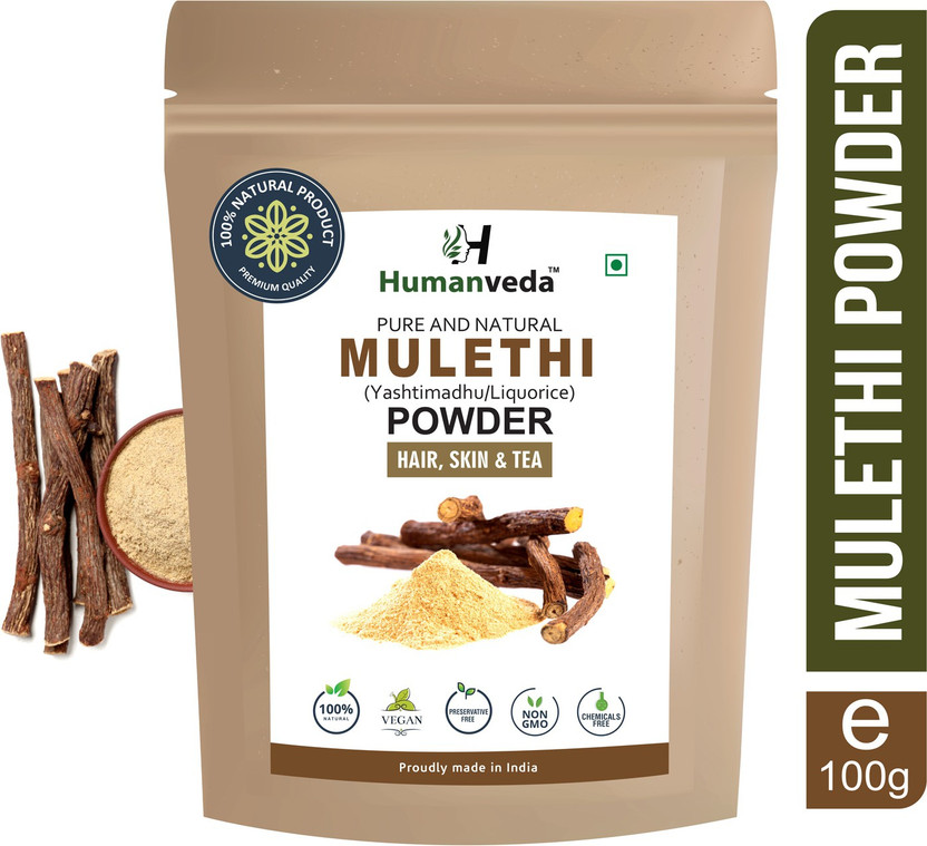 Humanveda Natural & Herbal Mulethi Powder (Glycyrrhiza/Licorice powder) For Hair & Skin(100 g)