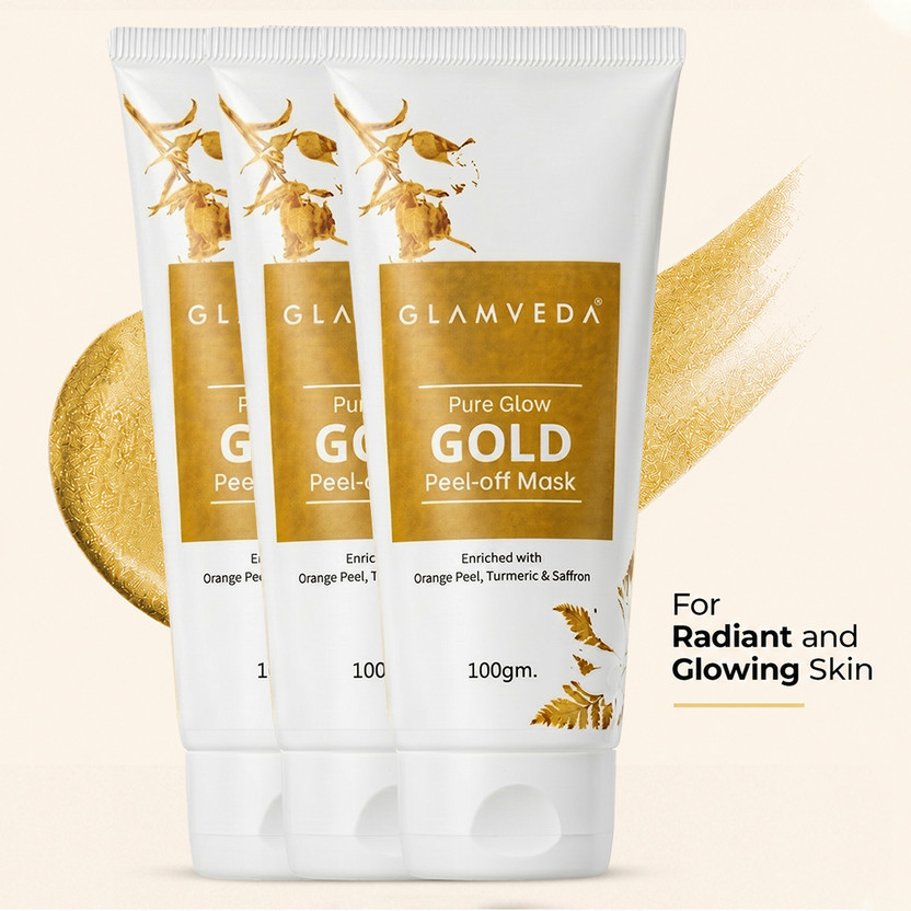 GLAMVEDA Pure Glow Anti Pollution With Gold Peel Off Mask Pack Of 3(300 g)