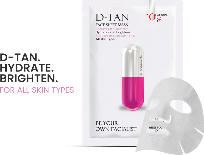 O3+ Facialist Dtan Face Sheet Mask with Niacinamide for Even Facial Skin Tone & Hyperpigmentation Ideal for Dull & Combination Skin(30 g)