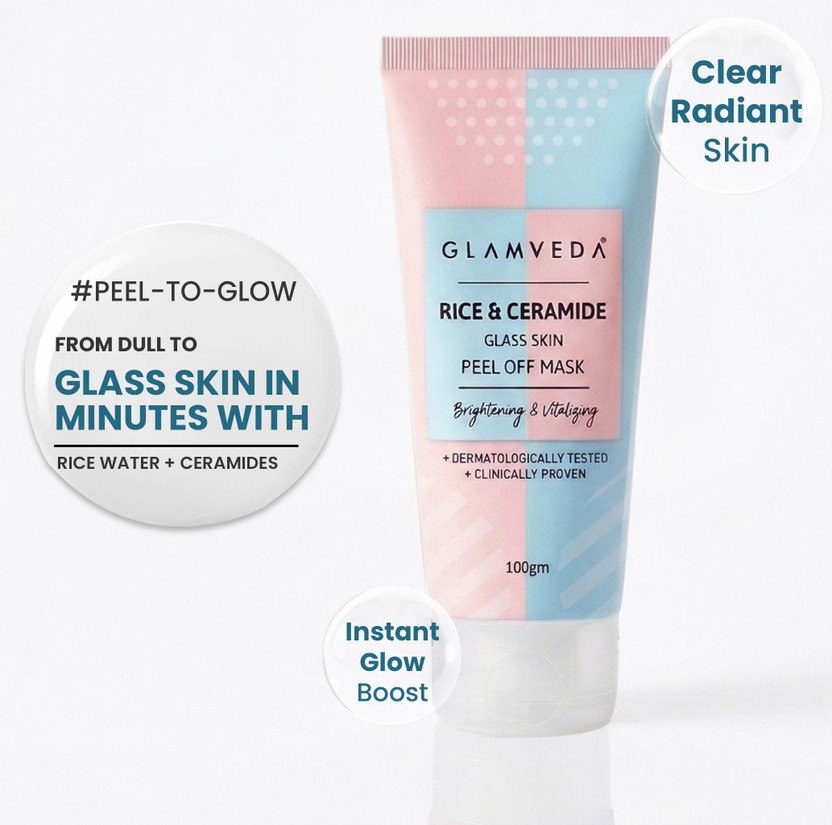 GLAMVEDA Rice Ceramide & Korean Glass Skin Peel Off Mask | Paraben Free(100 g)