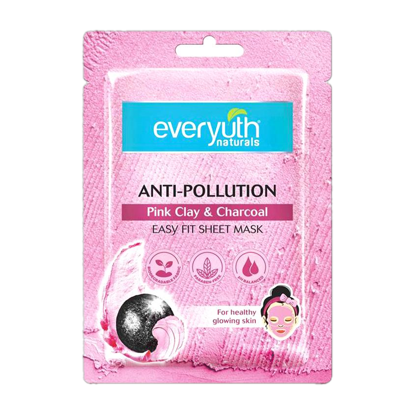Everyuth Naturals Anti Pollution Pink Clay & Charcoal Sheet Mask(25 ml)