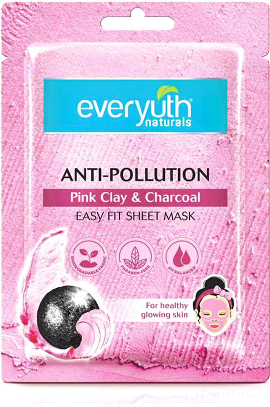 Everyuth Naturals Anti Pollution Pink Clay & Charcoal Sheet Mask(25 ml)