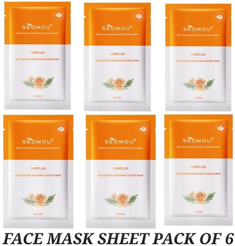 SEOMOU KOREAN Skin Brightening CAMELLIA FACE MASK PACK OF (6.) Price