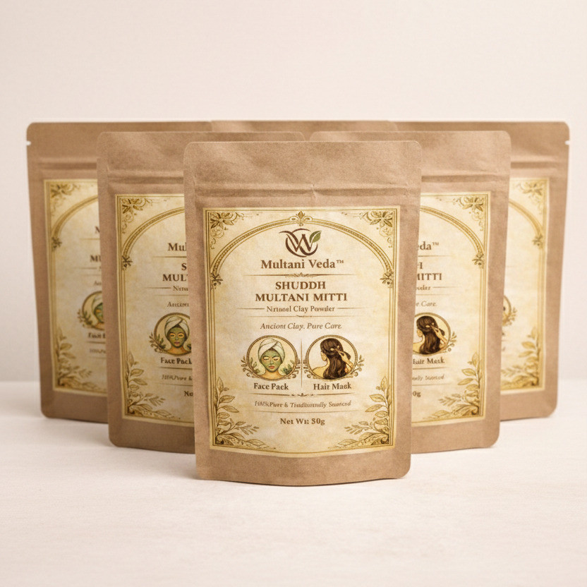 MultaniVeda Natural Multani Mitti Powder (Pack of 6) - Pure Clay for Face & Hair(300 g)