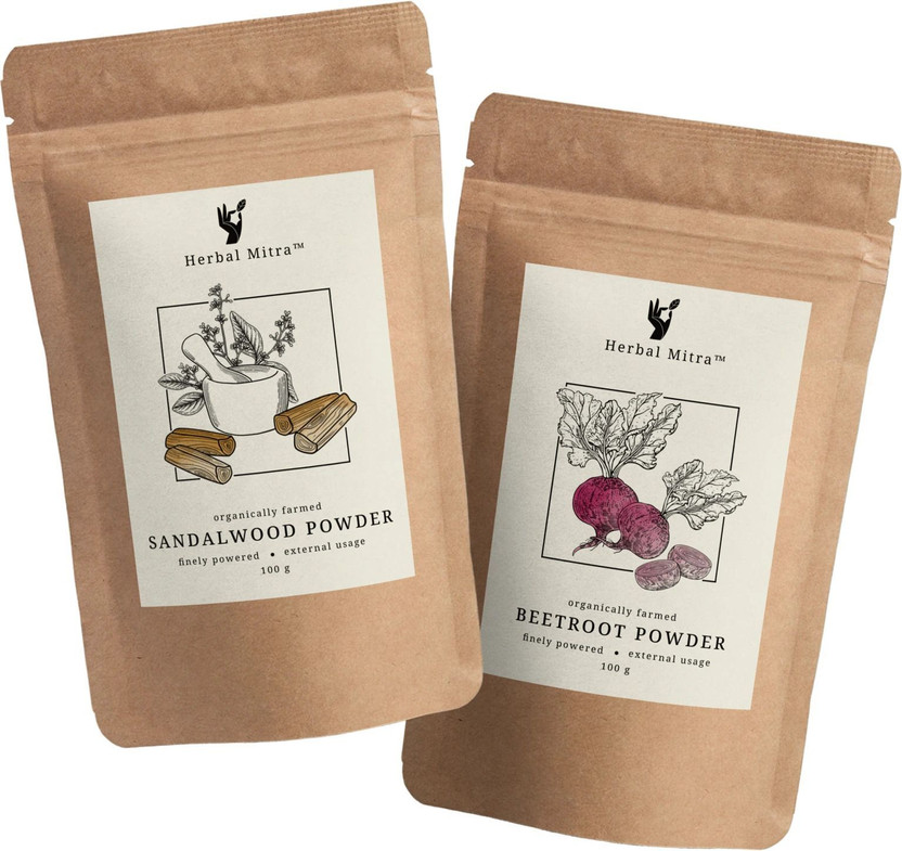 Herbal Mitra 100% Natural & Pure Sandalwood Powder Combo With Beetroot Powder For Face Pack(200 g)