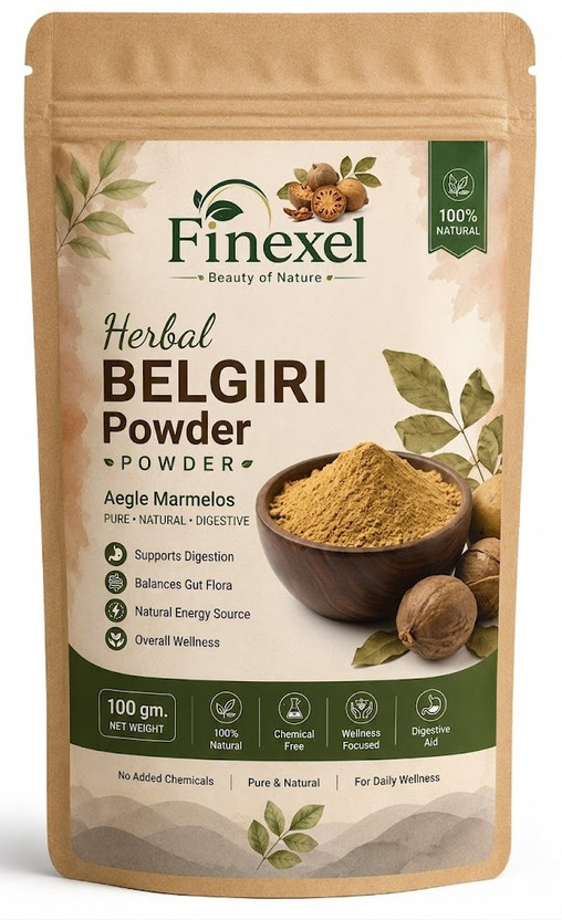 FINEXEL Herbal Belgiri Powder 100g | Natural Bael Powder for Digestive Health(100 g)