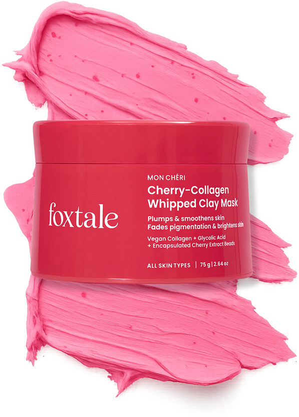 Foxtale Cherry Collagen Clay Mask for Glass Skin, Brightening & Deep Hydration, 75g(75 g)