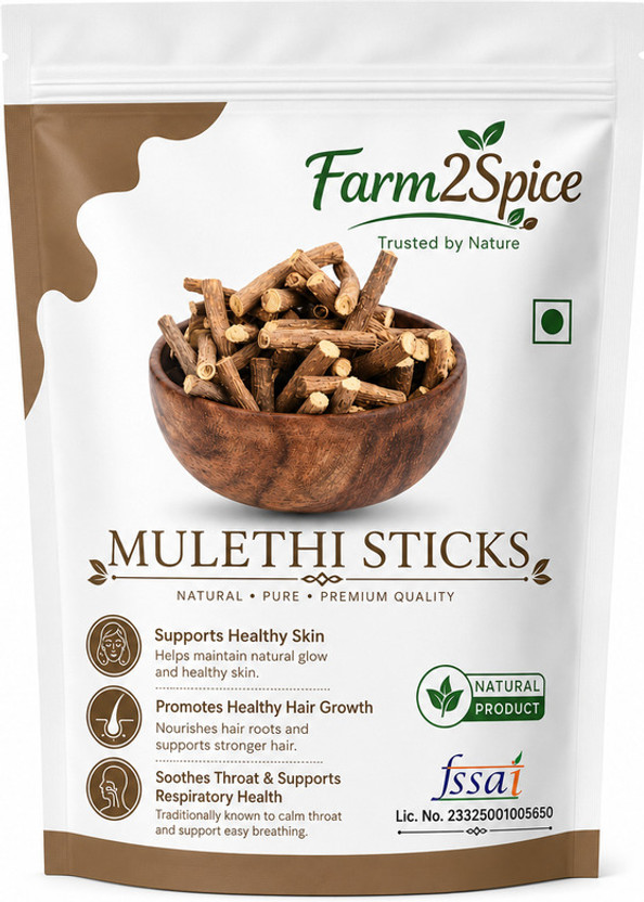 Farm2Spice Raw Mulethi Sticks Natural Licorice Root for Skin Care and Face Pack(50 g)