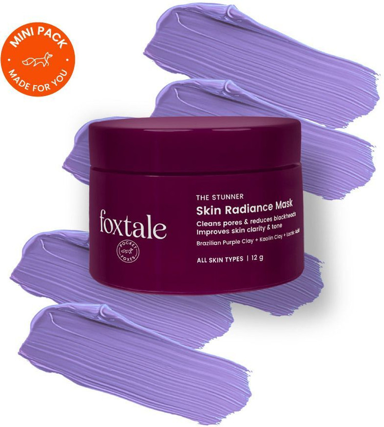 Foxtale Detan Skin Radiance Mask, Lactic Acid & Brazilian Clay, Removes Tan(12 g)