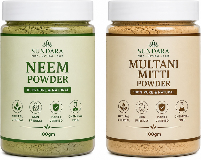 Sundara Herbal Beauty Powder Neem & Multani Face Pack Combo for Glowing Skin(200 g)