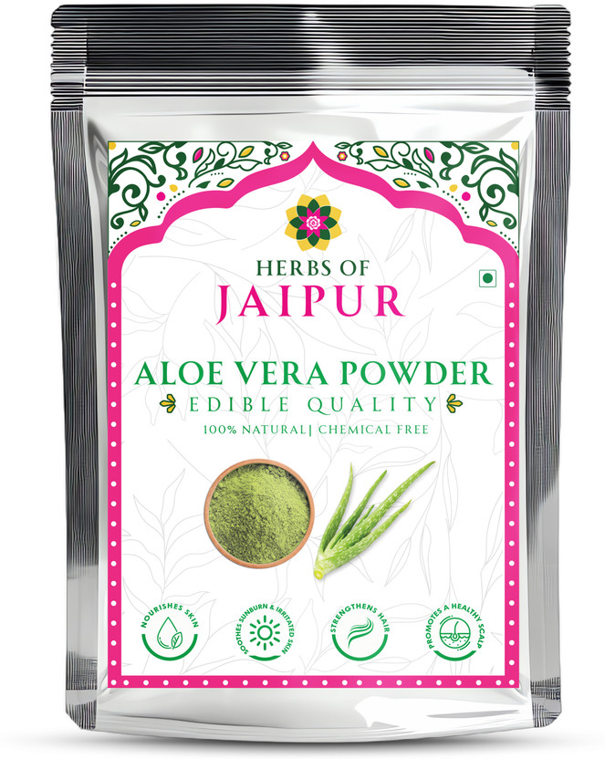 HERBS OF JAIPUR 100% Pure Aloe Vera Powder for Skin Hydration & Hair Nourishment(250 g)