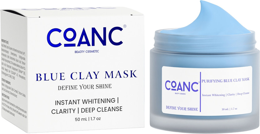 COANC Blue Clay Mask| Deep Cleansing & Brightening |Face Pack for Glowing Skin(50 g)