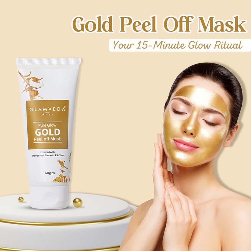 GLAMVEDA GLAMVEDA Pure Glow Gold Peel Off Face Mask|Face Pack For Brigetning & Moisturization(60 g) - Flipkart Deal