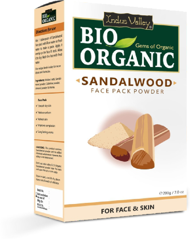 Indus Valley Bio Organic Sandalwood Powder (Chandan powder) for Face Pack & Skin Care(200 g)