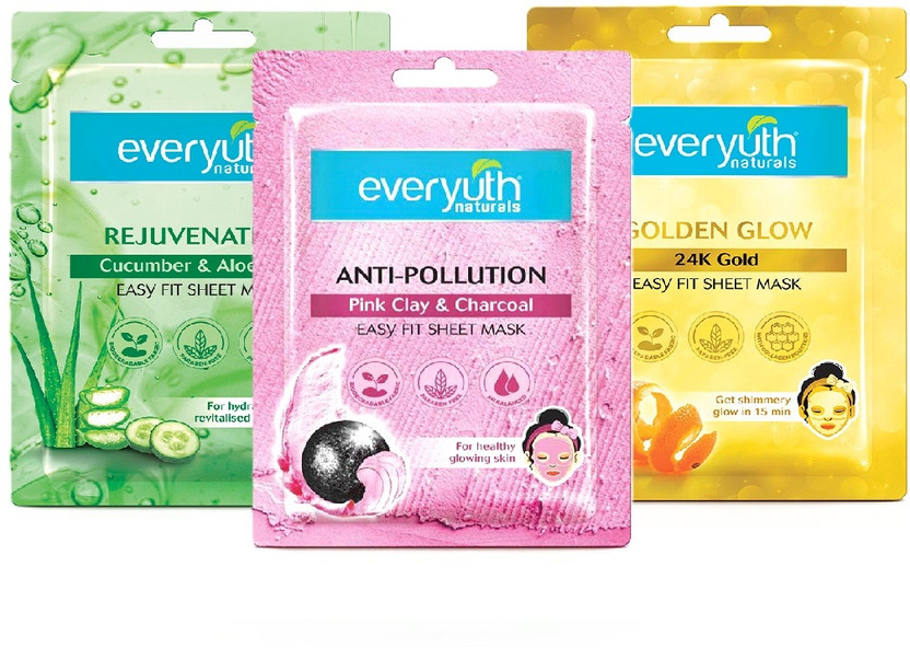 Everyuth Naturals Assorted Pack of 3 Sheet masks 25ml(75 ml)