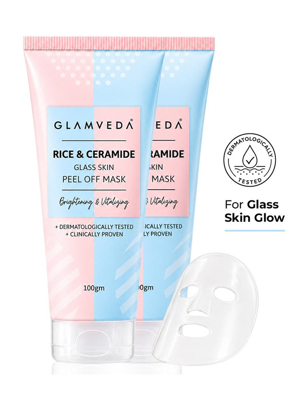 GLAMVEDA Rice & Ceramide Brightening Peel Off Mask ( Pack Of 2 ) | Paraben Free(200 g)