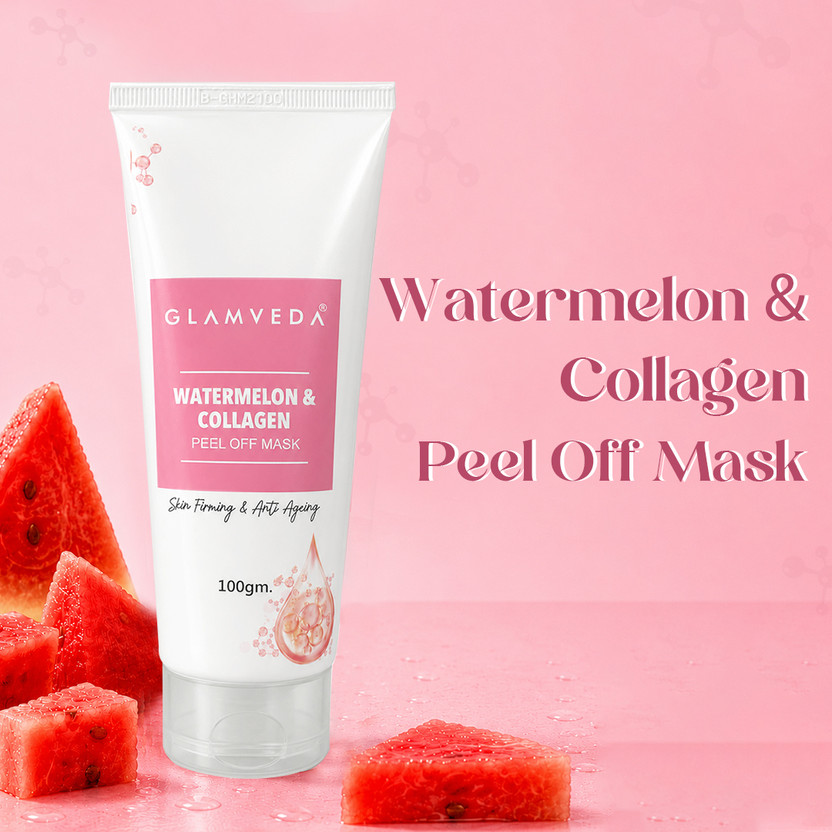 GLAMVEDA Watermelon & Collagen Skin Firming & Anti Ageing Peel off Mask | Paraben Free(100 g)