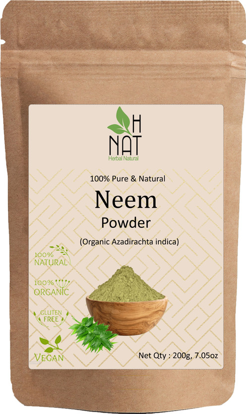H NAT Natural Neem Powder For Pimple Free Glowing Skin, Hair Cleanser, Healthy Hair(200 g)