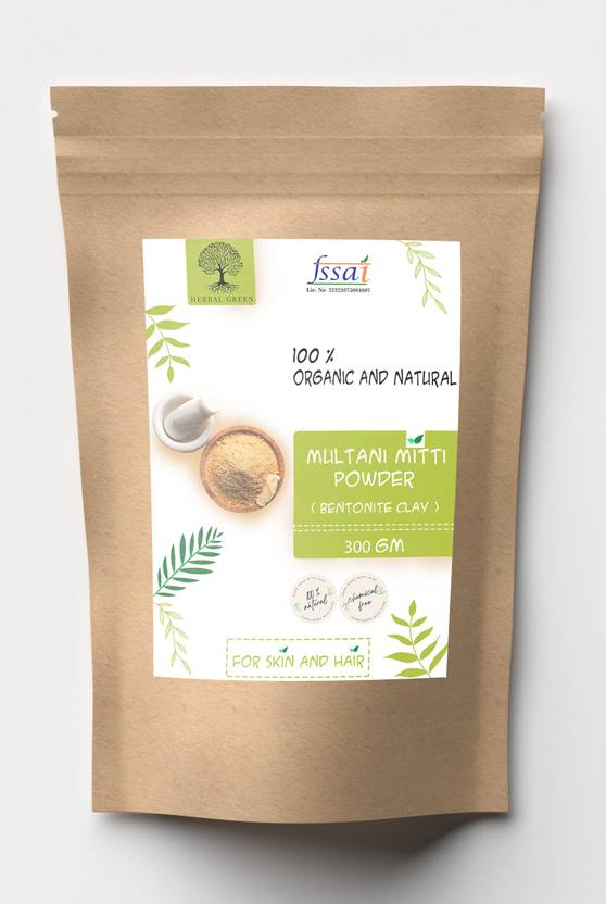 Herbal Green Multani Mitti Powder Healing Clay Bentonite Clay, 300g