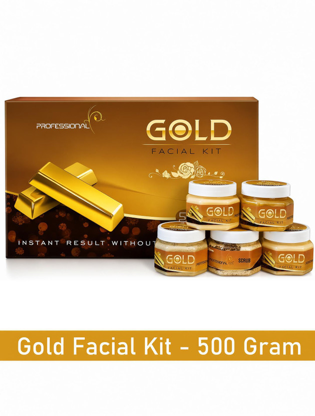 Professional Gold Facial Kit, Way To Use Facial Kit, Unisex for fairness, Whiting, Skin, Instant Result Without Damage Skin(500 g)