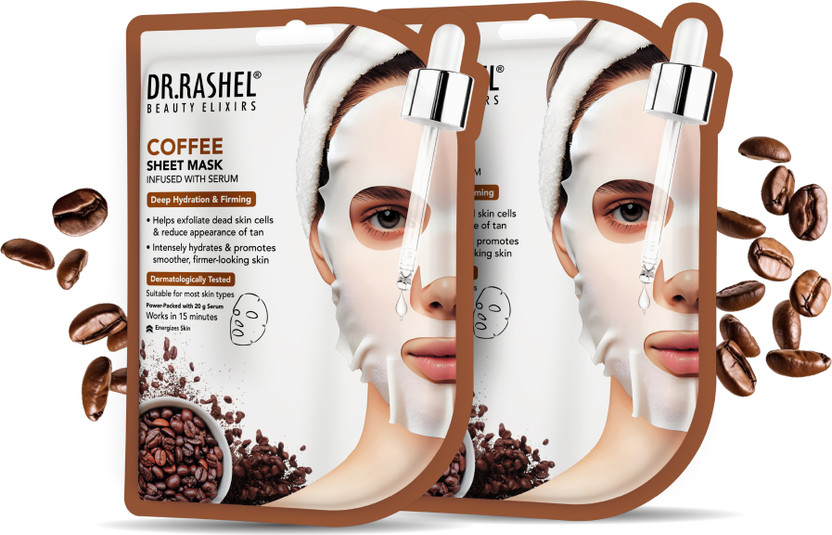 DR.RASHEL DR.RASHEL COFFEE SHEET MASK WITH SERUM THAT PROMOTES DEEP HYDRATING, FIRMING & AGE DEFYING- 20g*2(40 g) - Flipkart Deal