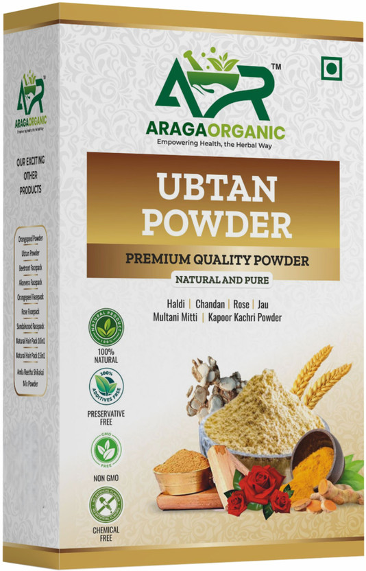 Araga Organic Insta Glow Natural Ubtan Powder Removes Tan & Dead Skin | Brightens Skin Tone(200 g)