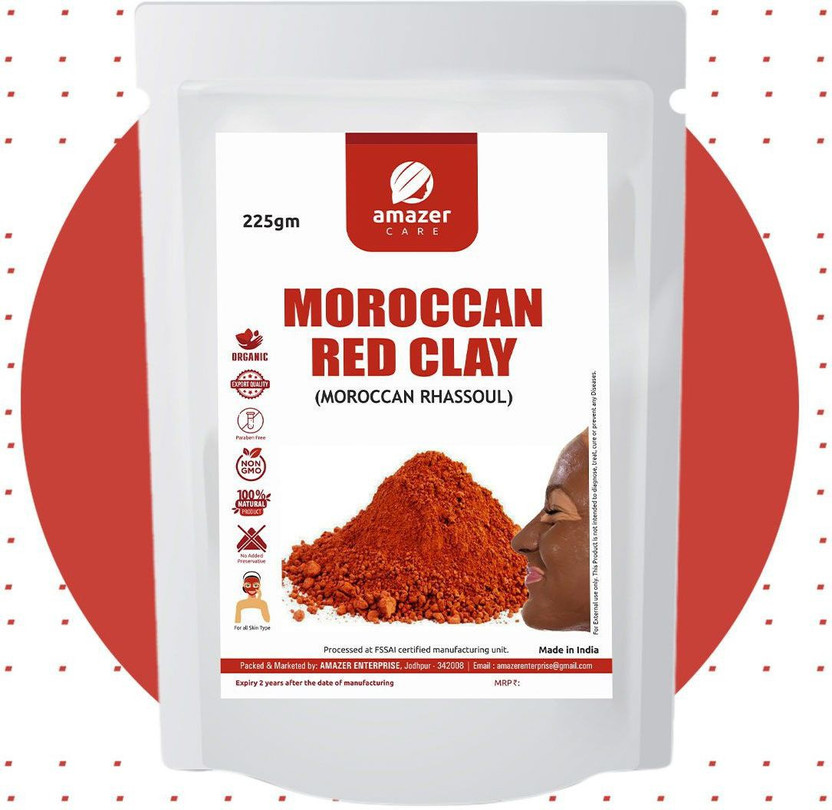 Amazer Care Moroccan Red Clay Powder | Natural Face Mask & Skin Care(225 g)