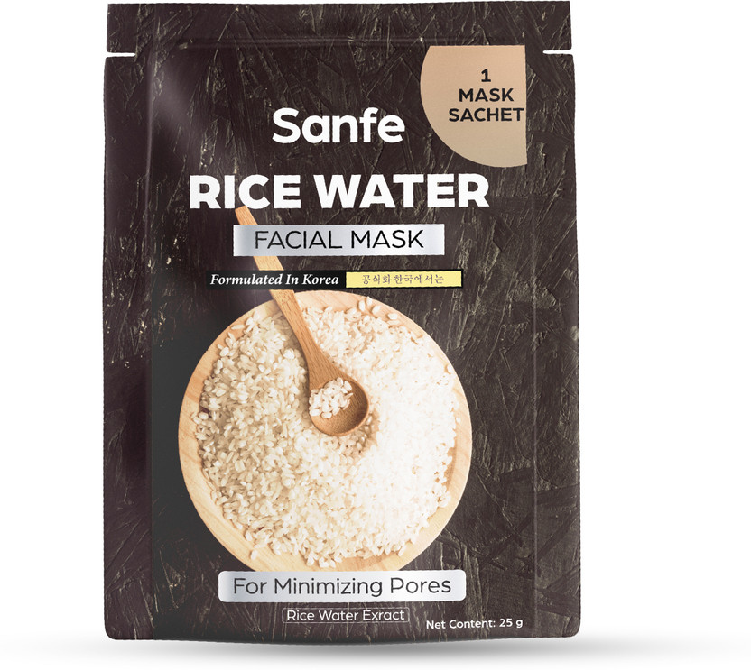 Sanfe Rice Water Facial Mask | Korean Sheet Mask For Brightening & Hydrating Skin(25 g)