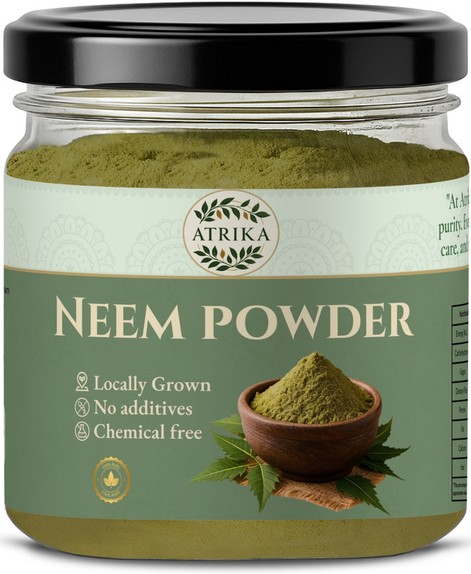 Atrika 100% Pure Neem Powder | For Acne Control, Skin Detox & Scalp Health(200 g)