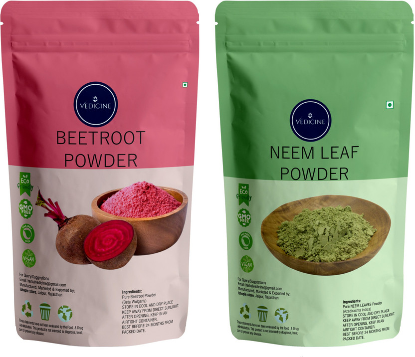 VEDICINE 100% Natural & Pure Beetroot Powder and Neem Leaf Powder For Face Pack And Hair Pack(200 g)