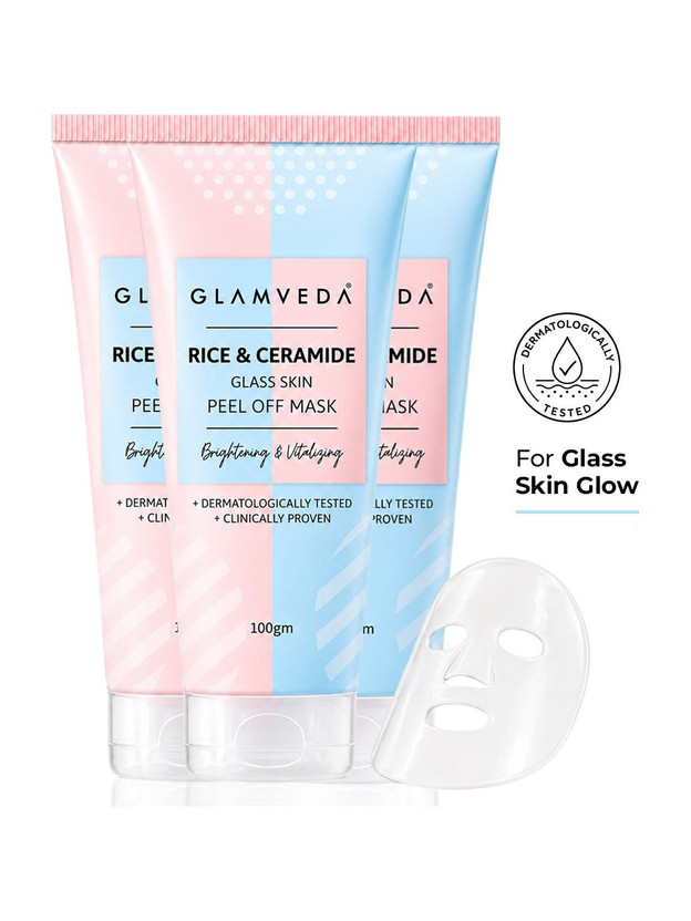 GLAMVEDA Rice & Ceramide Brightening Peel Off Mask ( Pack Of 3 ) | Paraben Free(300 g)