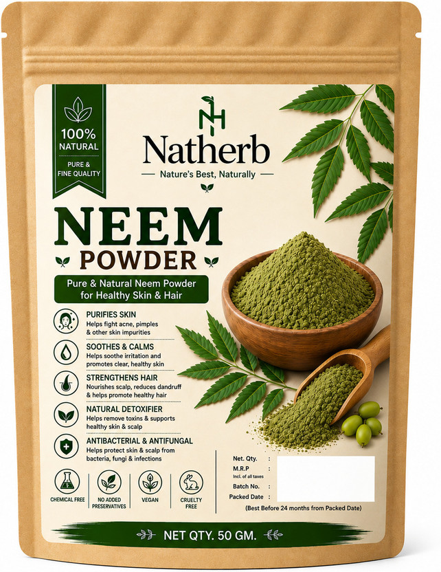 NATHERB NATHERB Neem Leaf Powder 50g | Pure & Natural Herbal Neem Powder | Skin & Hair Care(50 g) - Flipkart Deal