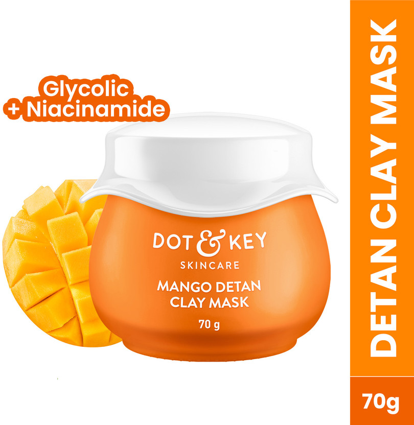 Dot & Key Mango Detan Clay Mask for New-age 'ubtan' to visibly reduce tan,Fades Dark Spots(70 g)