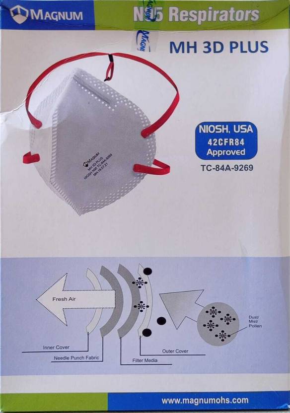 Magnum N95 Respirators Mask MH 3D Plus (25 Pcs / 1 Box ) Face Shaping