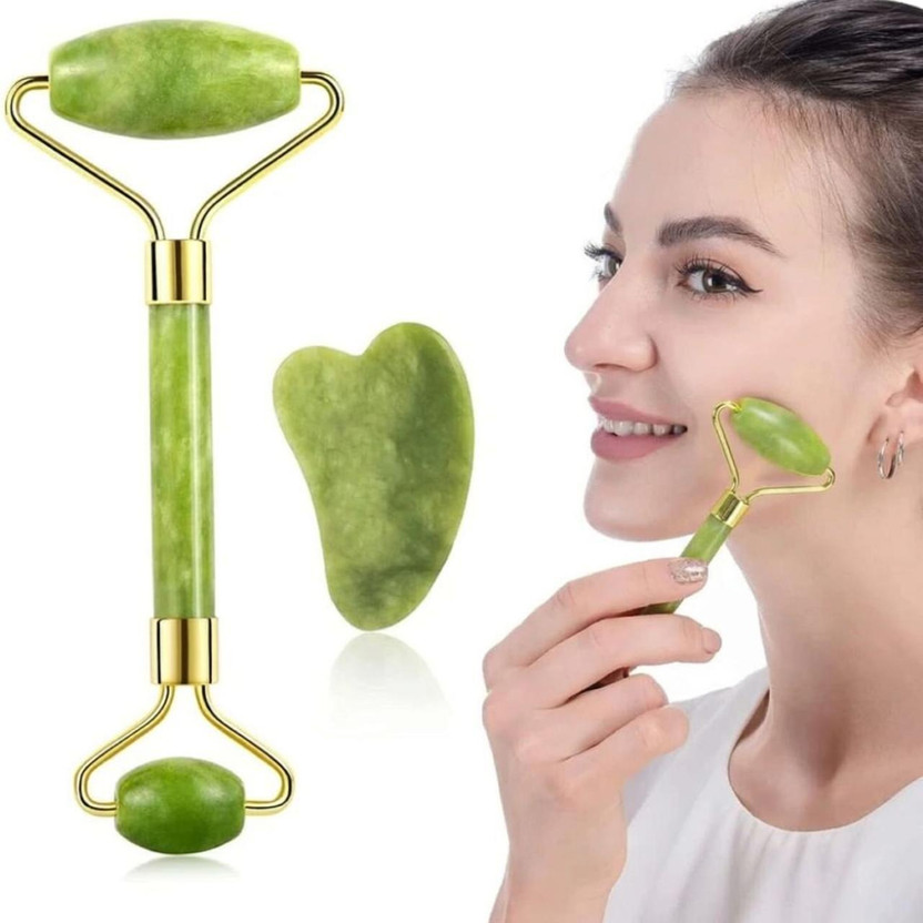 koccido Jade Roller Facial Massager Stone for Face Neck Skin Tightening, Relaxation Tool  Face Shaping Mask
