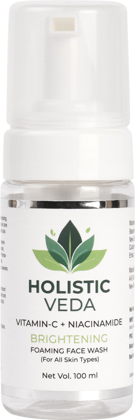 HOLISTIC VEDA VITAMIN C WITH NIACINAMIDE BRIGHTENING FOAMING FACE WASH | Fight Acne & Pimples, Brighten Skin, Clears Dirt, Oil Control Face Wash(100 ml)