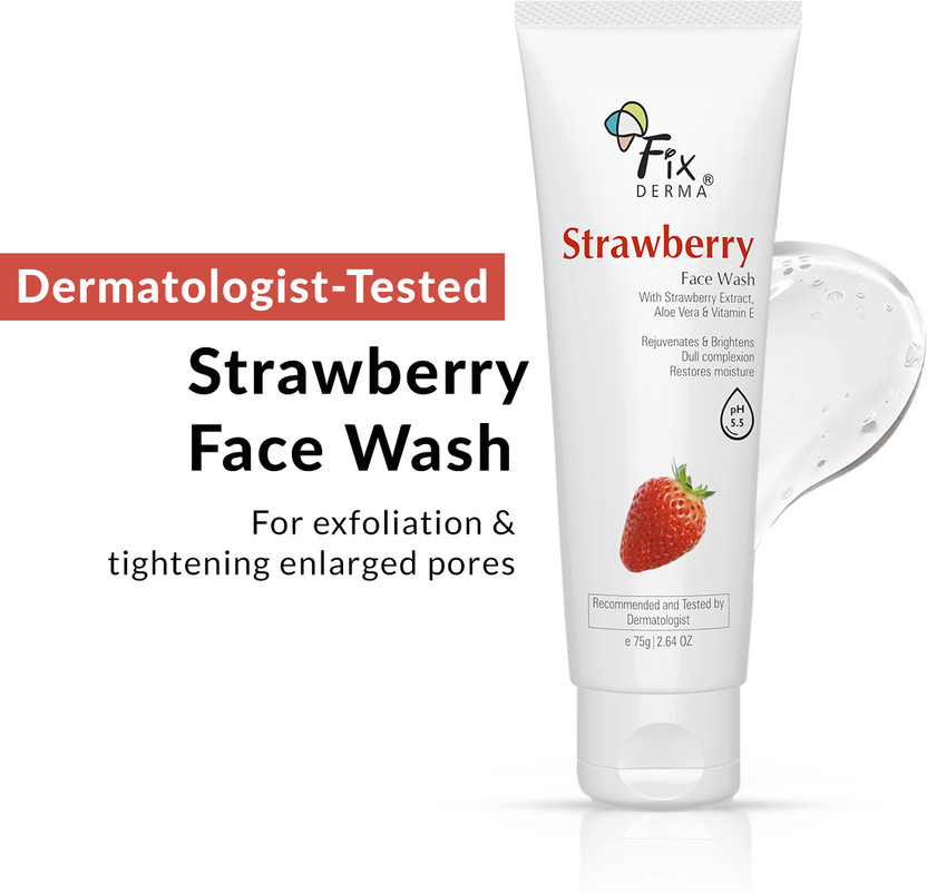 Fixderma Strawberry  with Vitamin E, Face Cleanser for Soft and Glowing Skin Face Wash(75 g)