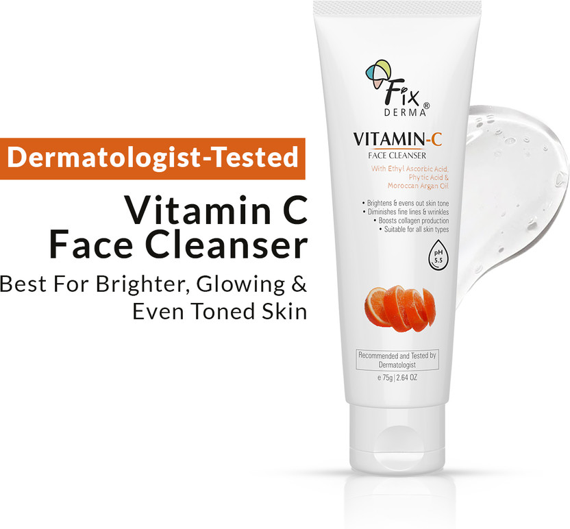 Fixderma Vitamin C Face Cleanser Dull Skin,  for Women & Men, Evens Skin Tone Face Wash(75 g)