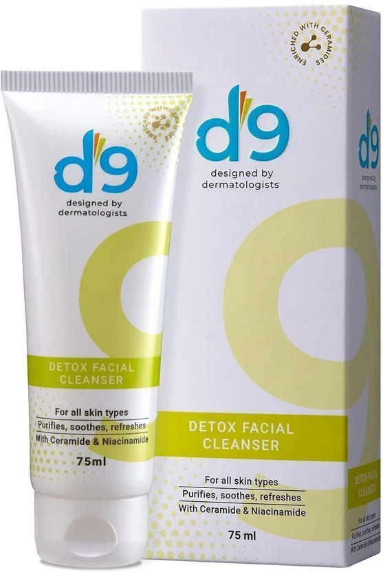 D9 Detox Facial Cleanser for All Skin Types | Dermatologist Designed | Men & Women Face Wash(75 ml)