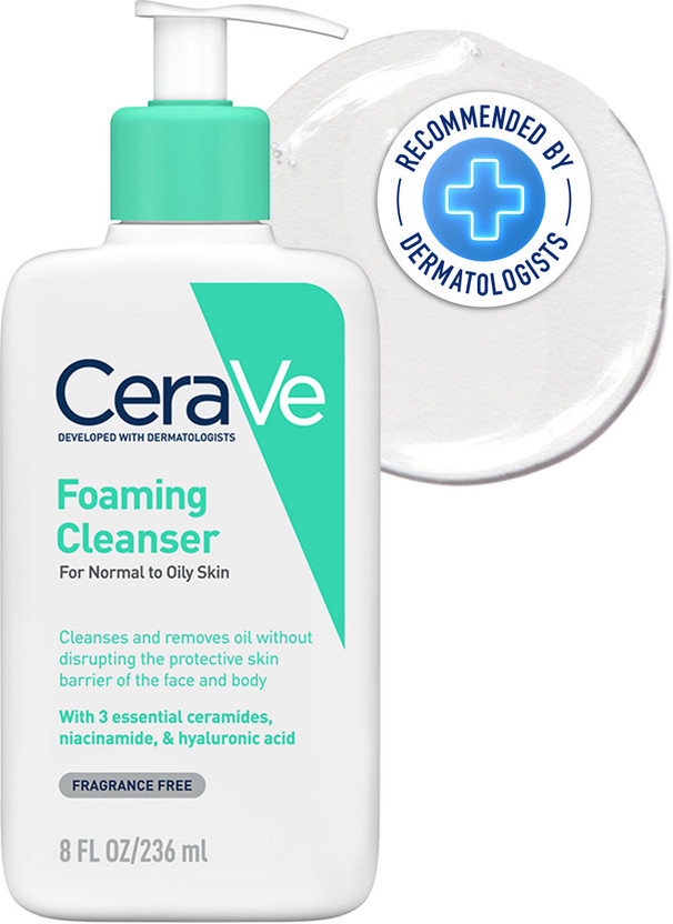 CeraVe Foaming Cleanser  For Oily Skin with Hyaluronic Acid & Niacinamide Face Wash(236 ml)