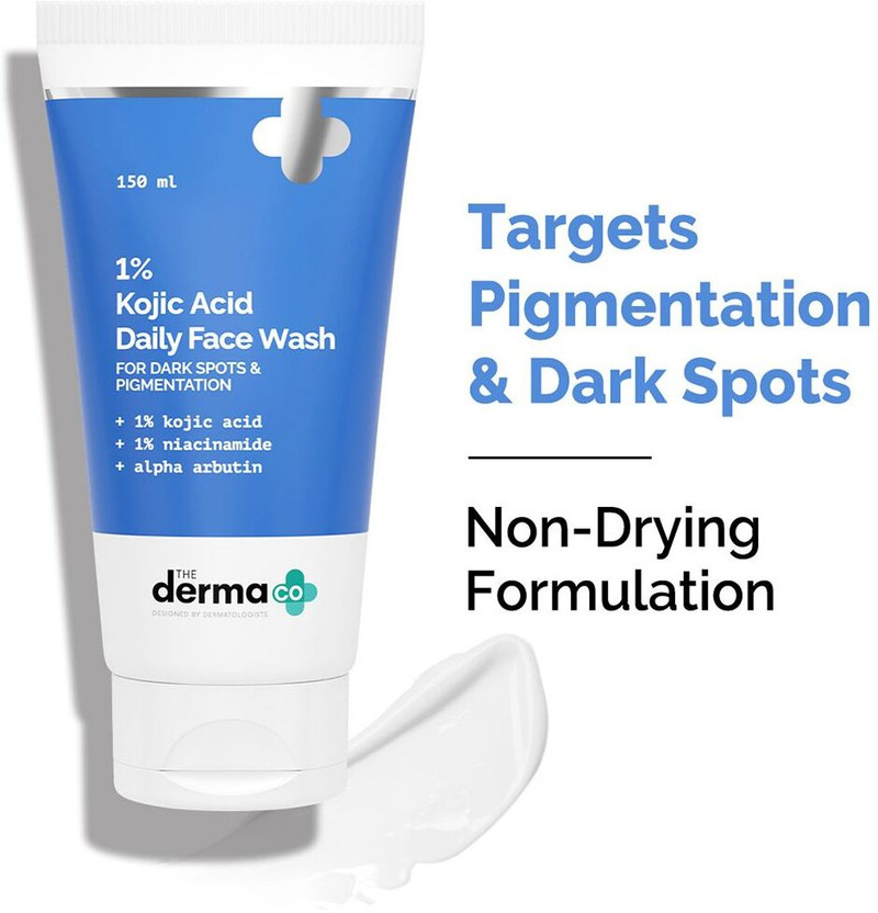 The Derma Co 1% Kojic Acid with Niacinamide & Alpha Arbutin For Dark Spots, Blemishes & Pigmentation  Face Wash(150 ml)