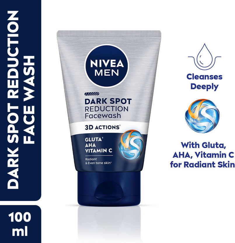 Nivea Men Dark Spot Reduction with 10X Vitamin C Effect, Licorice Cleanser for All Skin Face Wash(100 g)