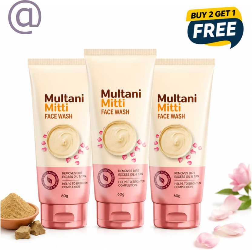 Veecos Multani Mitti Oil Control  Buy 2 Get 1 Free Face Wash(225 g)