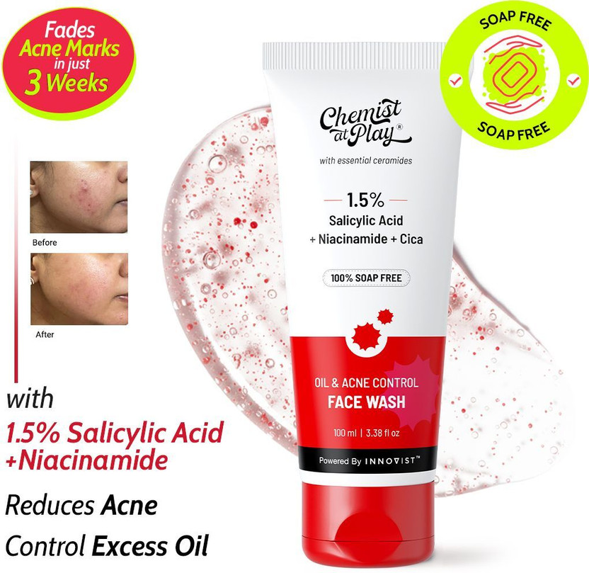 Chemist at Play Acne Control Face wash | Salicylic Acid, Niacinamide Facewash| For Men & Women Face Wash(100 ml)