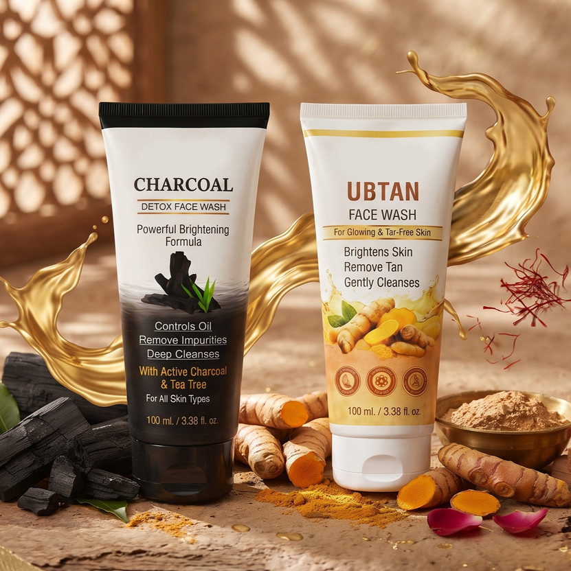sassy beauty Charcoal Detox  with Ubtan Pack of 2 100 ml Each Face Wash(200 ml)