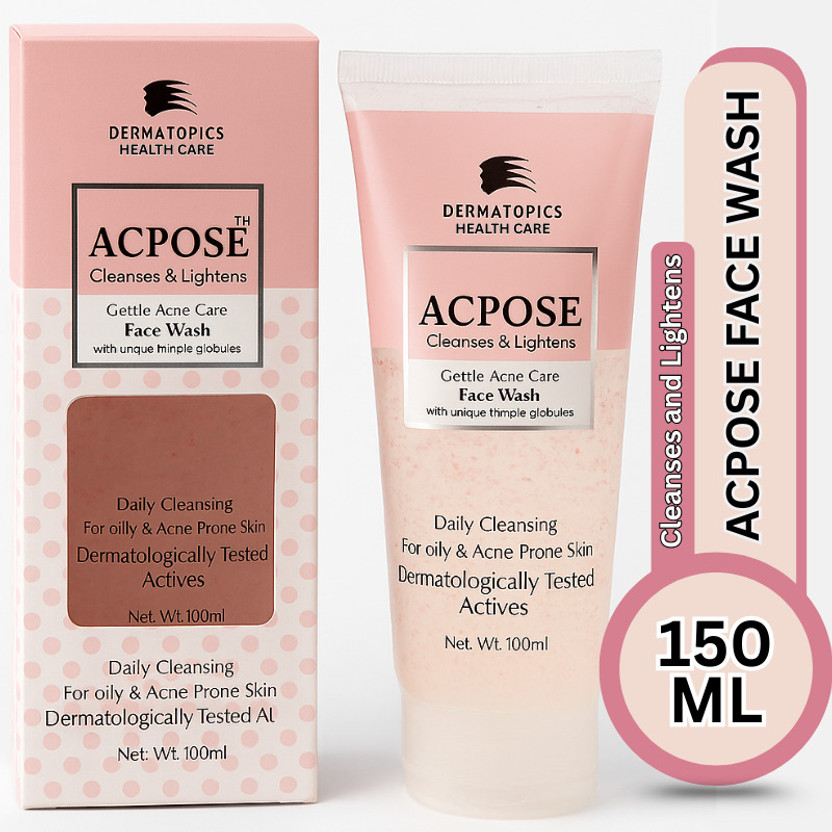 DERMA TOPICS HEALTH CARE ACPOSE Cleanses & Brightens Gentle Acne Care  Face Wash(150 ml)