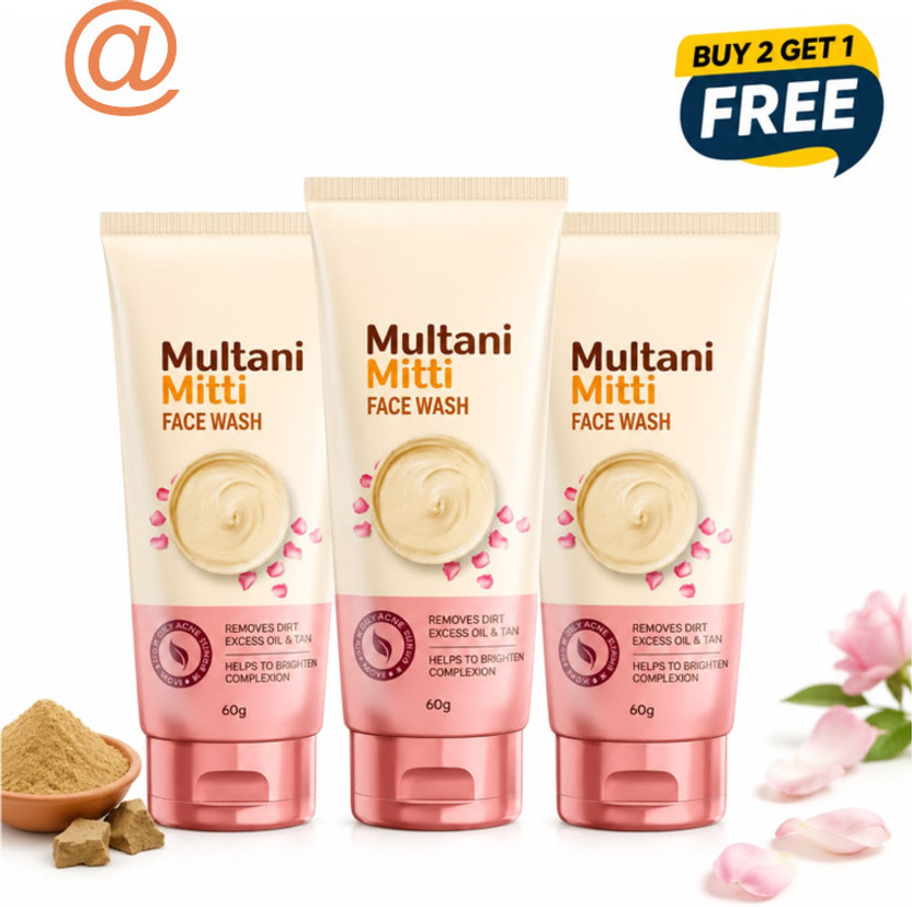 Veecos Multani Mitti Fresh Glow Cleansing  Buy 2 Get 1 Free Face Wash(225 g)